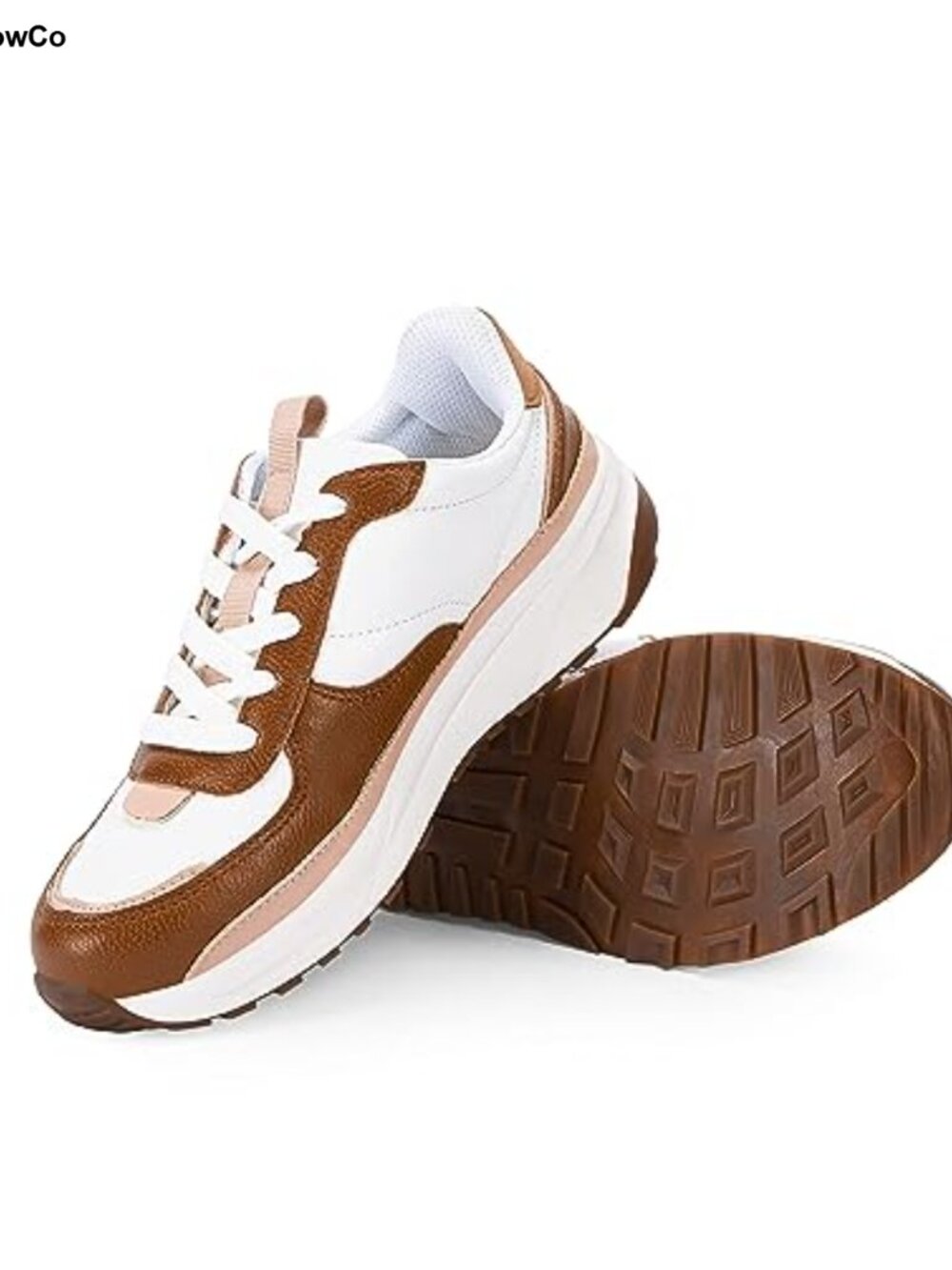 Lace Up Platform Sneakers Faux Leather Suede Comfortable Walking Athletic Shoes